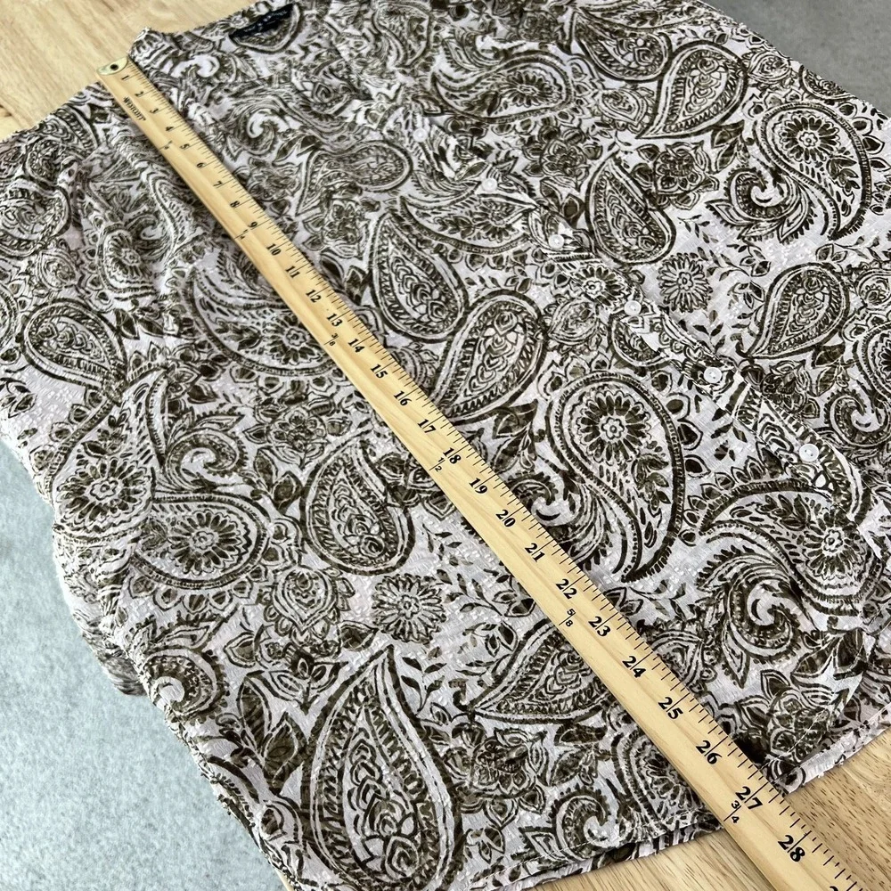 Zac & Rachel Paisley Boho Blouse Size XL Flowy Button Up Western Textured Brown - Picture 9 of 10